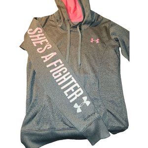 Under Armour Womens Breast Cancer Activewear Hoodie Pullover XS Gray Pink White